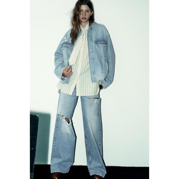 ZARA OVERSIZE SHIRT WITH TIE - Picture 2 of 4